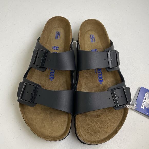 Birkenstock Arizona Mens Size 10 Sandals Soft Footbed Regular Black Birko Flor - Picture 3 of 8